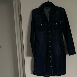 INC International Concepts Dark Blue Long Sleeve Dress Demin